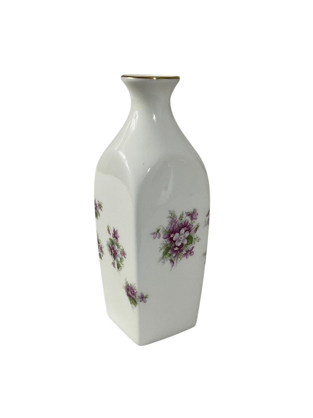 Royal Albert Bone China Sweet Violets Bud Vase Floral Gold Trim England 5” x 2”